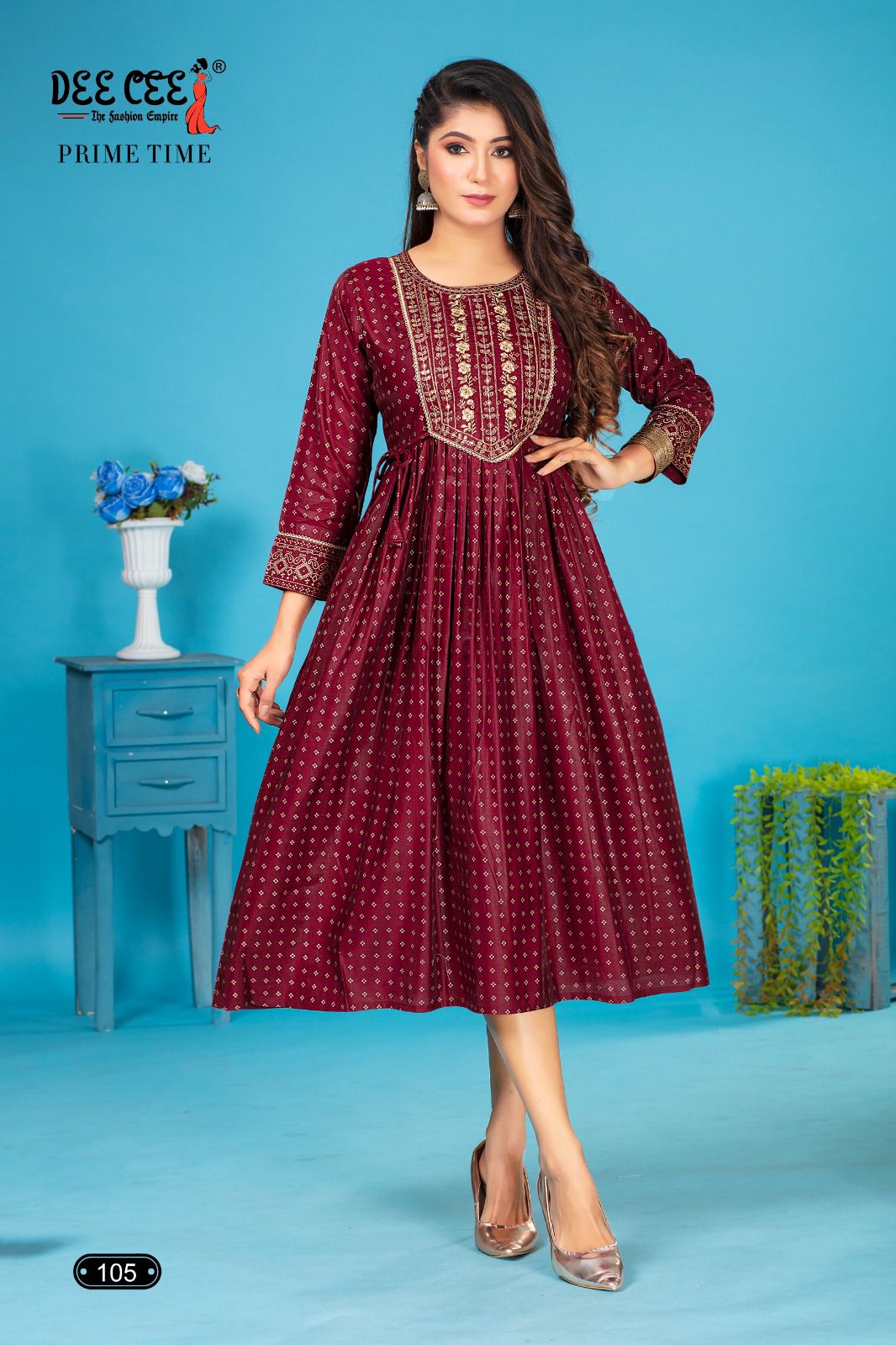 Prime Time By Dee Cee Chanderi Printed Designer Kurtis Wholesale Market In Surat 
